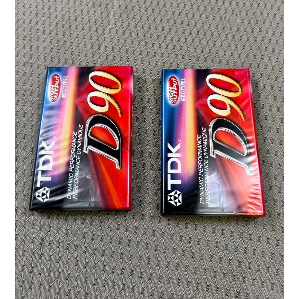 TDK D90 Blank Cassette Tape Sealed IEC Type I High Output Lot of 2 Sealed